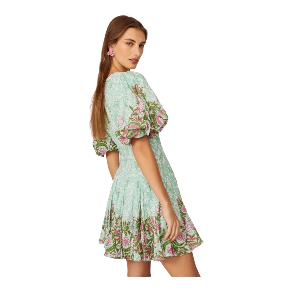HEMANT & NANDITA Mint Green Floral Mini Dress - Picture 4 of 12